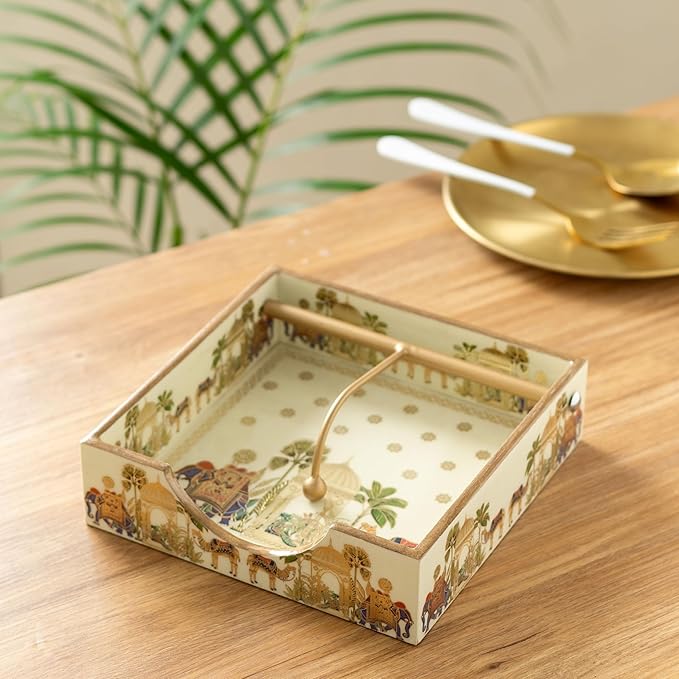 Napkin/tissue/serviettes Holder with Gold Engraving | Pack of 1 - Image 9