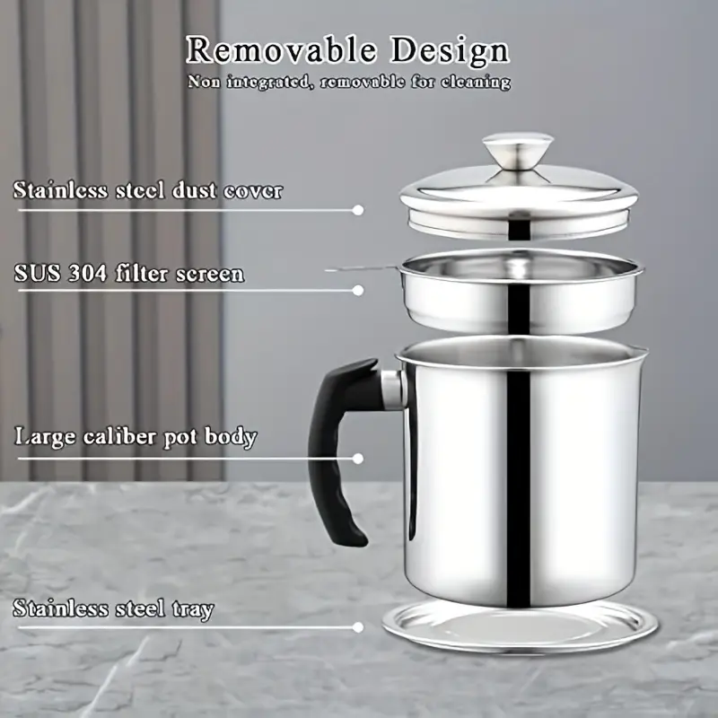 Oil Filter Pot Oil Container With Filter, Oil Filter, Residue Oil Filter Oil, Stainless Steel Oil Filter Pot - Image 4