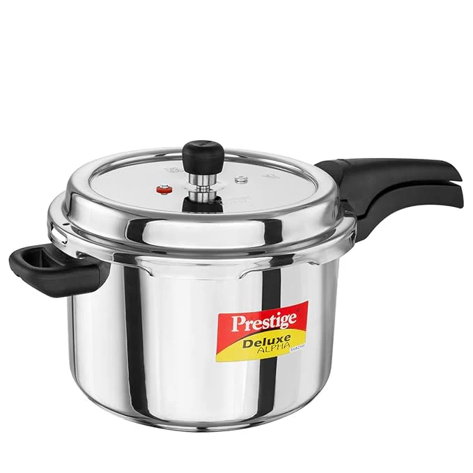 Prestige 6.5L Alpha Deluxe Induction Base Stainless Steel Pressure Cooker, 6.5-Litre