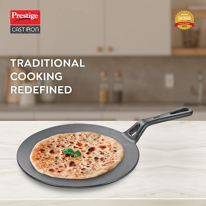 Prestige Cast Iron Concave Tawa, 250 mm