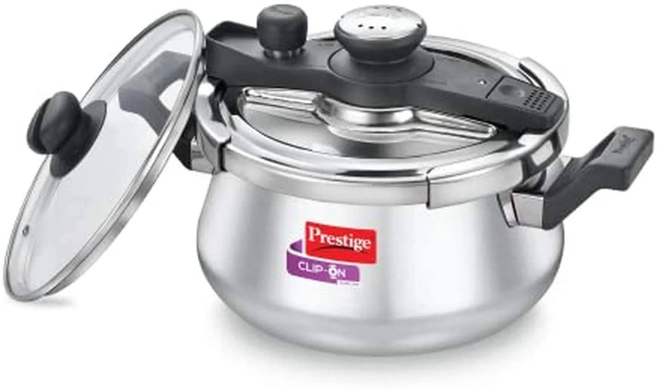 Prestige Clip On Svachh SS Pressure Handi 3 L and 5 L with Glass lid
