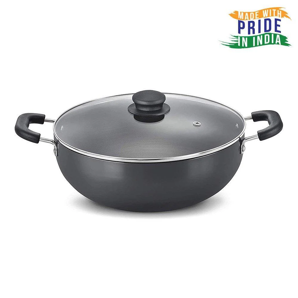 Prestige Hard Anodised Aluminium Kadai, 300 mm with Glass Lid (Induction Base)