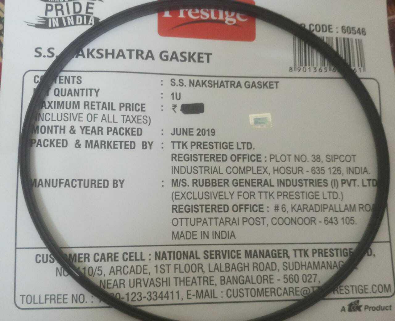 prestige Nakshatra Alpha Stainless steel Rubber gasket