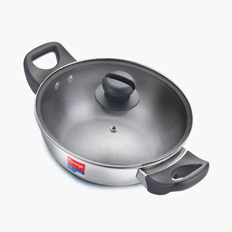 Prestige Platina Popular SS Non Stick Kadai with Lid 240mm (2.8 L approx)