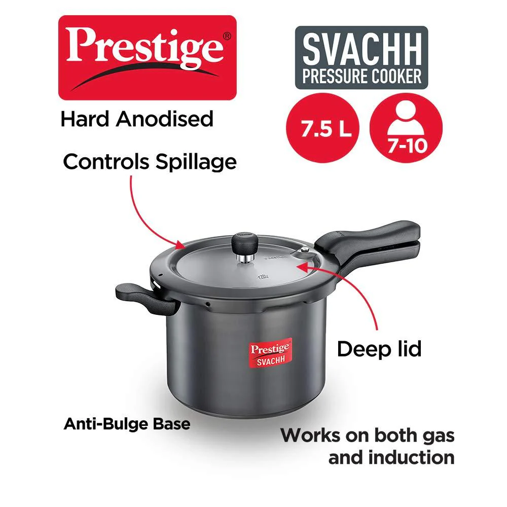 Prestige Svachh Hard Anodised Pressure Cooker, 7.5 Litre - Image 2