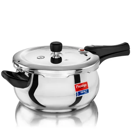 Prestige Svachh Triply Steel Handi Outer Lid Pressure Cooker with Unique Deep Lid for Spillage Control, 3 and 5 Litre (2 Sizes) - Image 3