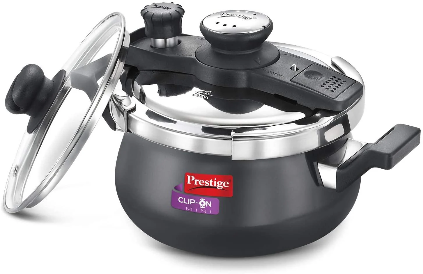Prestige Svachh clip on Handi pressure cooker 5 liter, Black