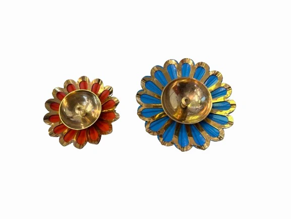 Printed Brass Diya Multicolor - Image 2