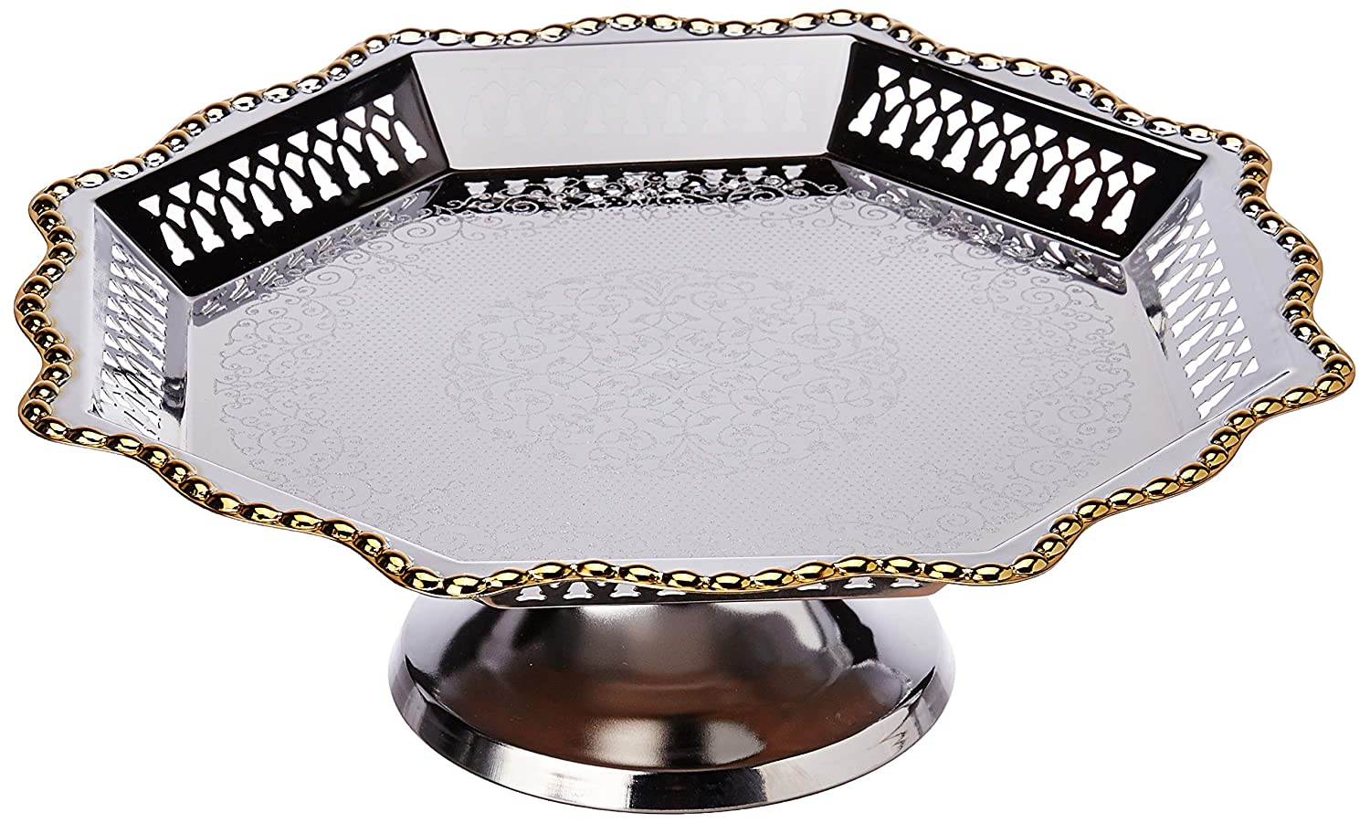 Roxx Persian Steel cake/fruit stand, 1-Piece, Silver 3940