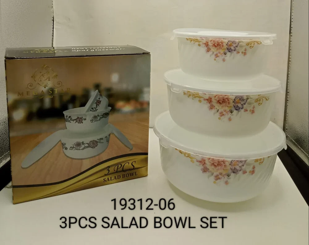 Salad bowl with lid 3 piece set Opelware - Image 2