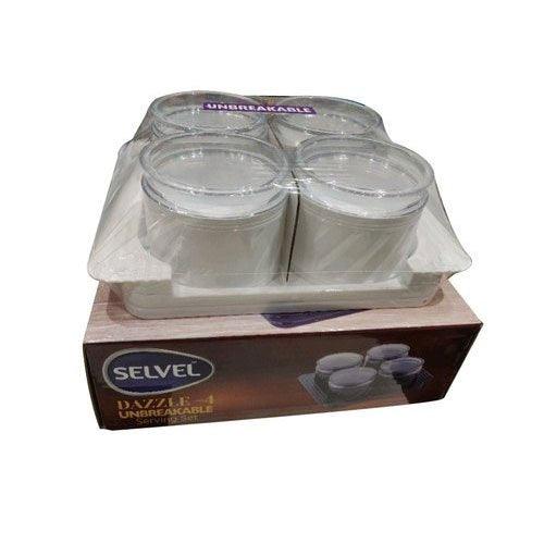 Selvel dazzle-4 Glass Round snack/Dry Fruits Keeper Box white