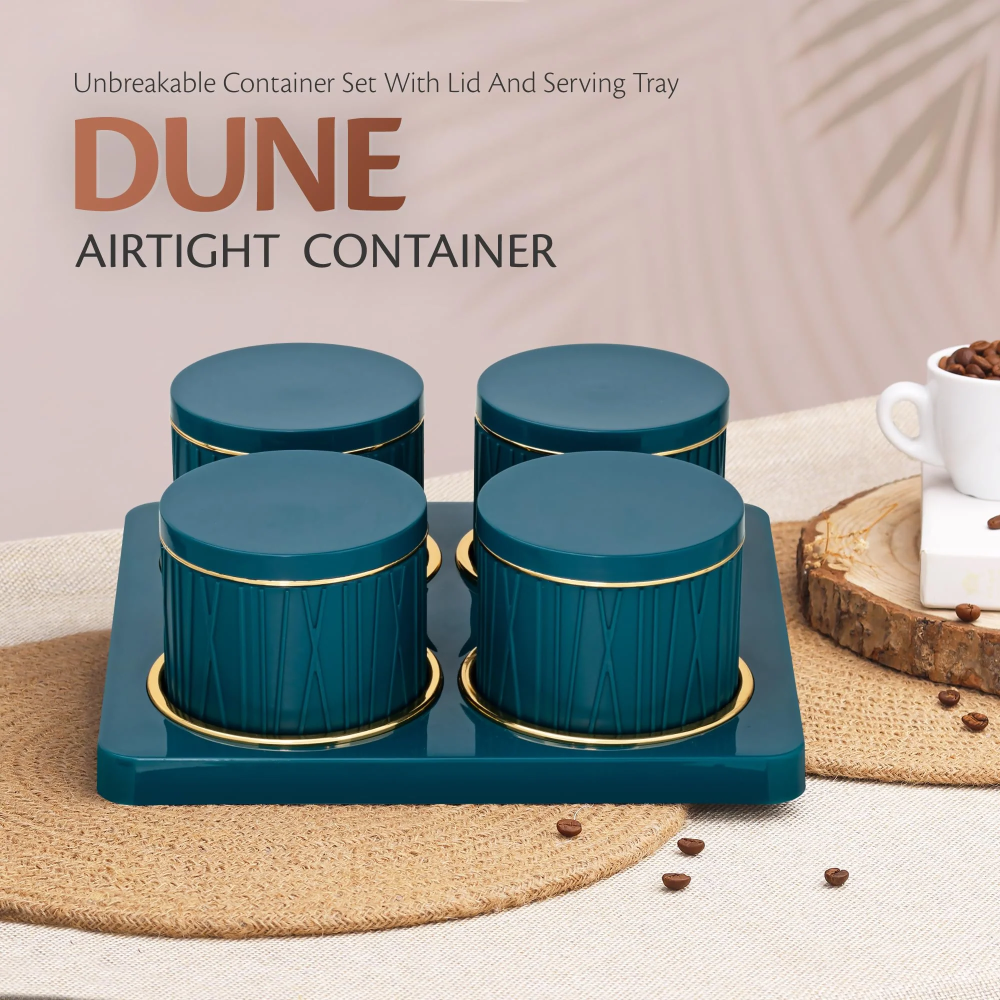 SELVEL Dune Airtight Dry Fruit Container Tray Set- 4 Pieces Blue
