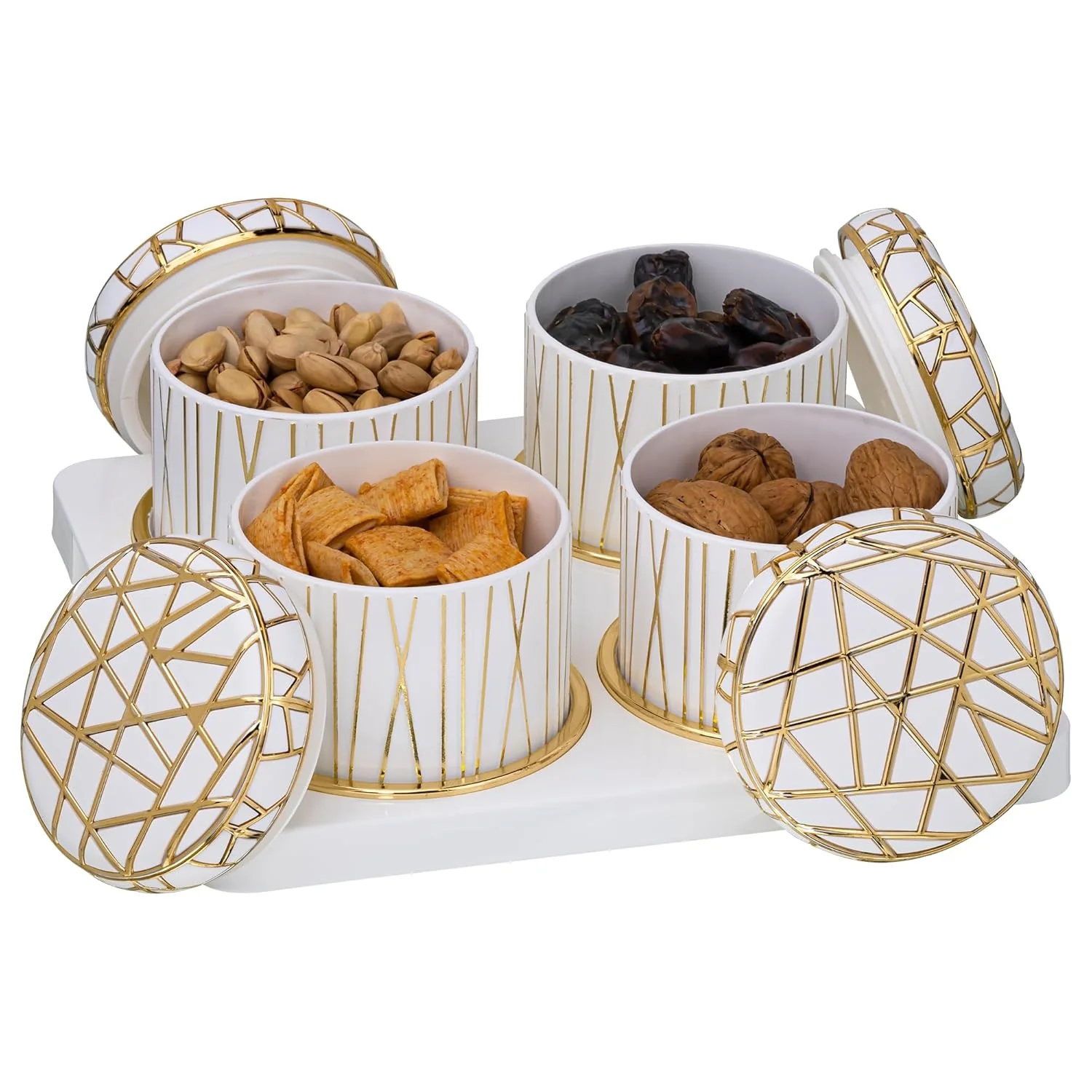 SELVEL Giving shape to life! Royal Linex Airtight Dry Fruit Container Tray Set- 4 Pieces (450Ml) Classic White - Image 2