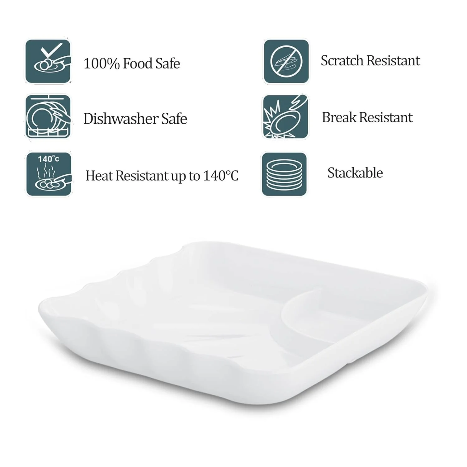 Servewell Melamine Sandwich Plate, 7 Inches, White | Durable | Food Safe | Breakfast | Momos | Serving - Image 3