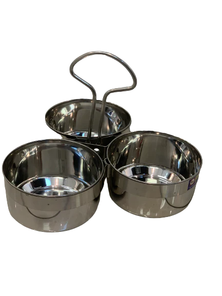 Stainless Steel 3 Piece Serving Bowls Set with Solid Handle, Serveware (chopala)