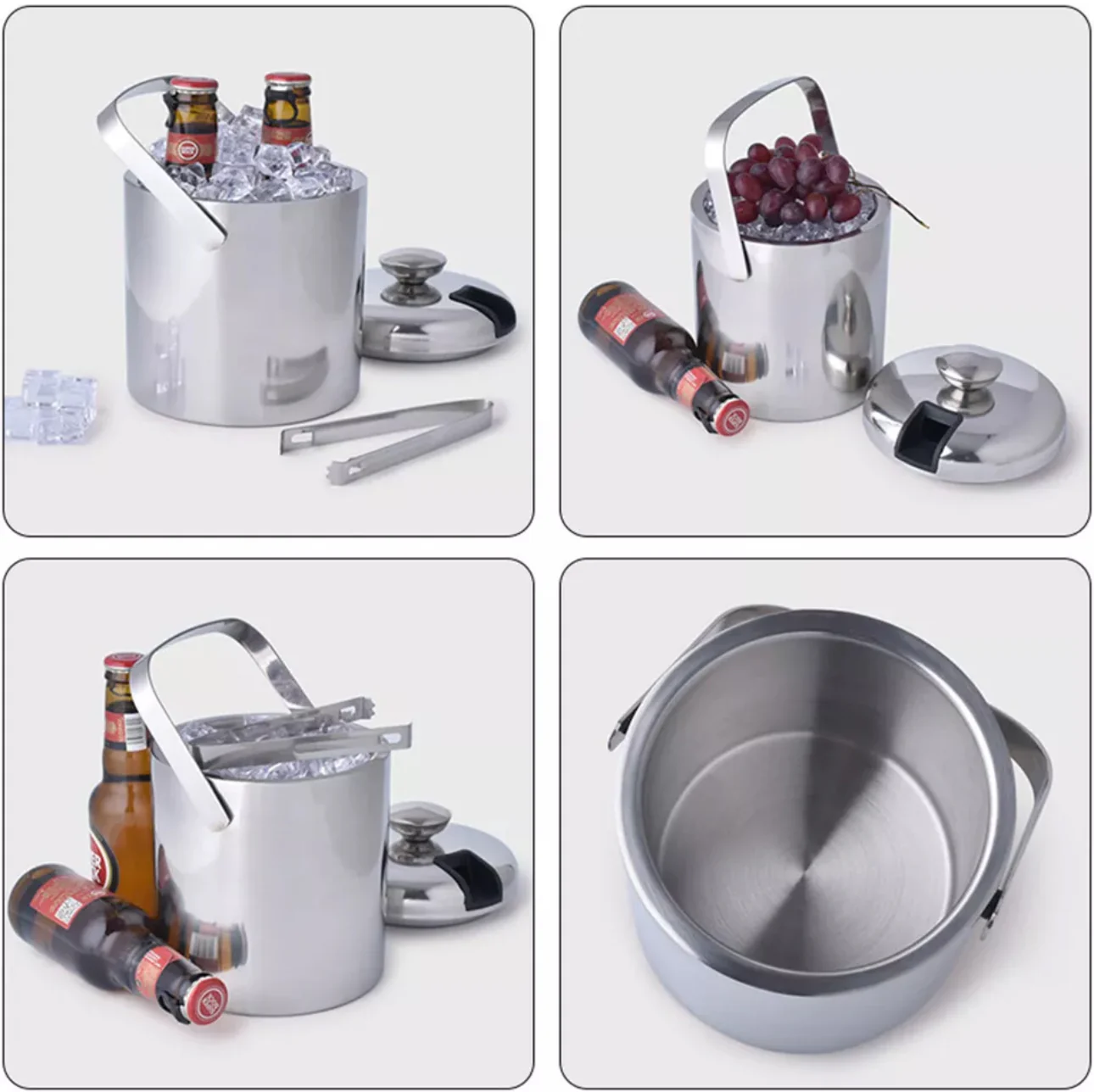 Stainless Steel Ice Bucket with ice clip - Image 2