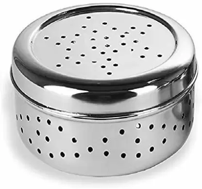 Stainless Steel Storage Container With Holes / Coriander Box / Dhaniya Dibba 1pc #7