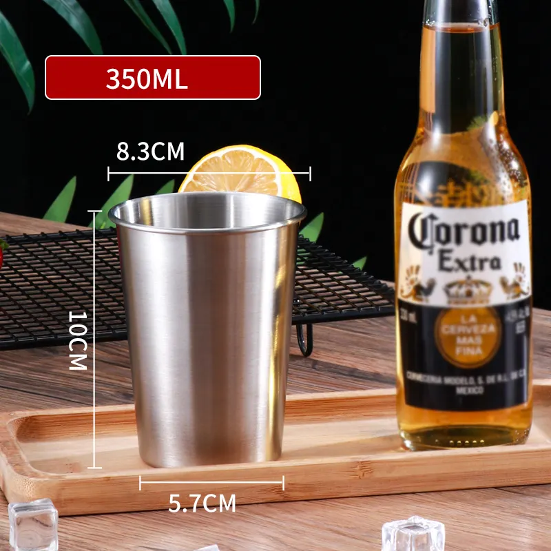 Brushed Steel Water/ Beer Tumbler glass 350ml