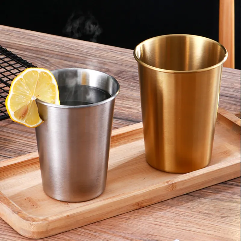 Brushed Steel Water/ Beer Tumbler glass 350ml - Image 2
