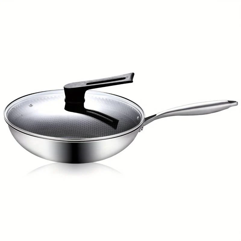 Stainless Steel Wok Non Stick Frying Pan Pot and pans Tri-ply - Image 3