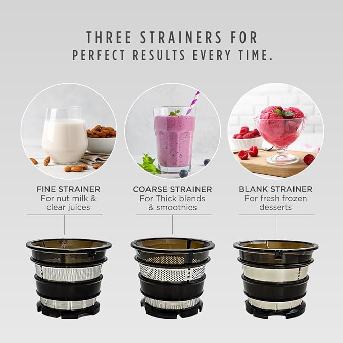 Sujata Cold Pressed Slow Juicer SJ01 | Ideal for Fruit, Vegetable Juices, Nut Milks, Smoothies & Frozen Desserts | Dual Feeding Chute | Reverse Function | Magnetic Safety Lock - Image 5