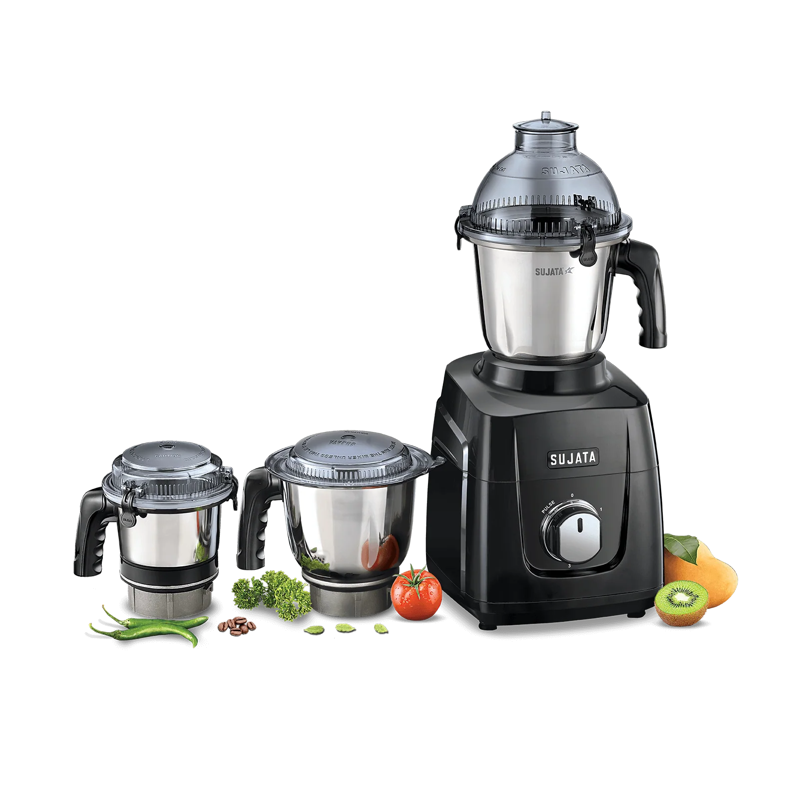 Sujata Dynamix MG-02 1000-Watt Mixer Grinder with 3 Jars (Black)