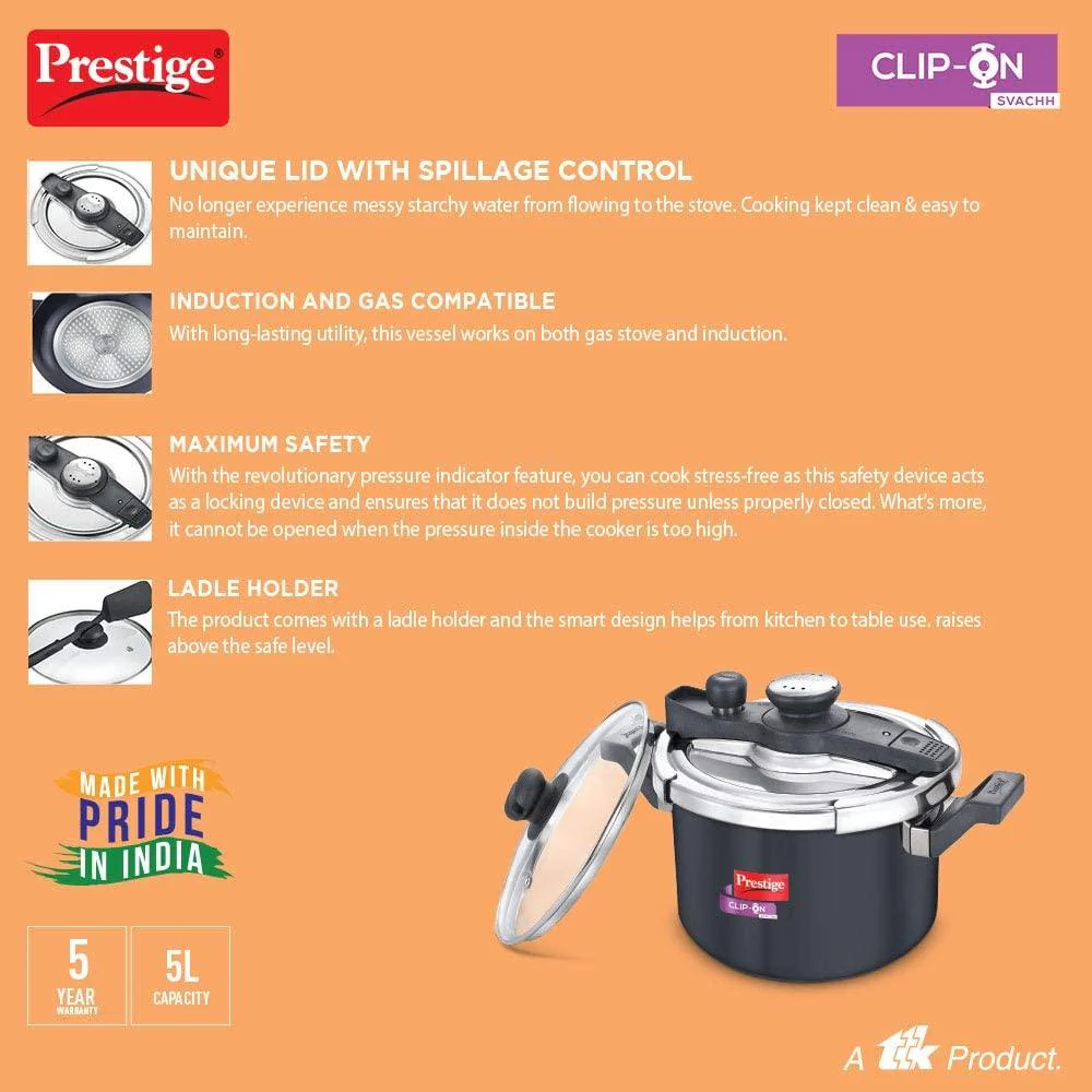 Svachh Clip-on 5 Litre Hard Anodised Pressure cooker - Image 5