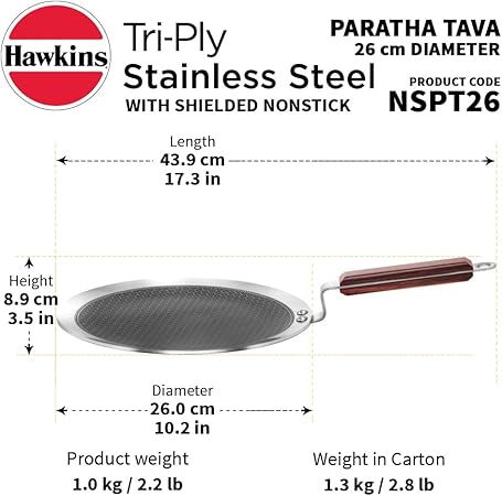Triply Stainless Steel Shielded, Honeycomb Non Stick Induction Tawa 2 sizes - Image 2