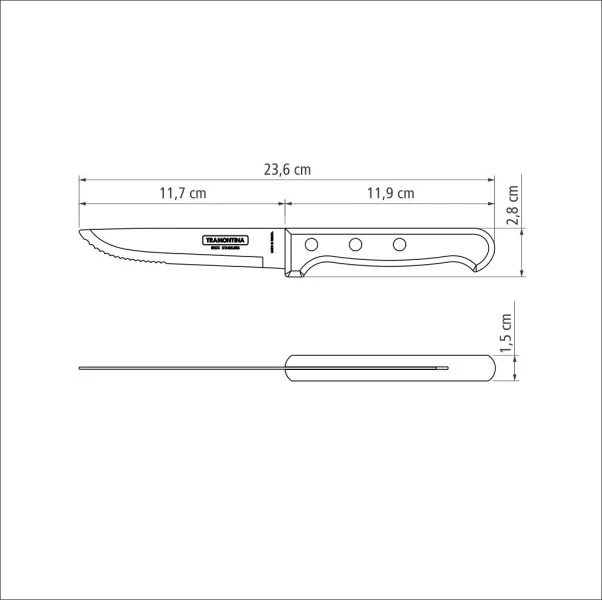 Tramontina Churrasco Steak Knife Gaucho Polywood Red 5", 12cm (online only) - Image 2