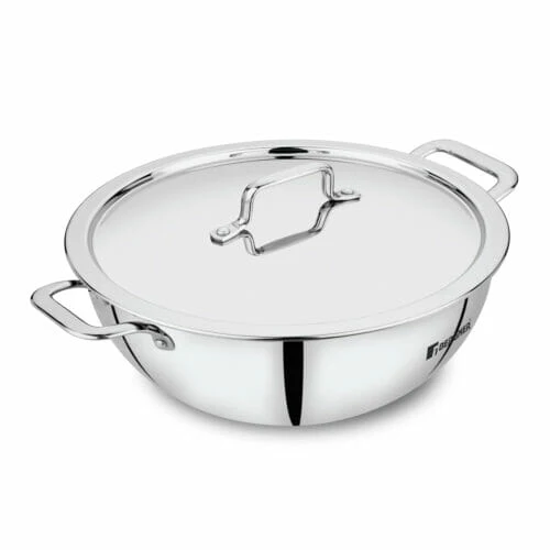 Montesa Stainless Steel Tri PLY Kadhai/ wok with Lid